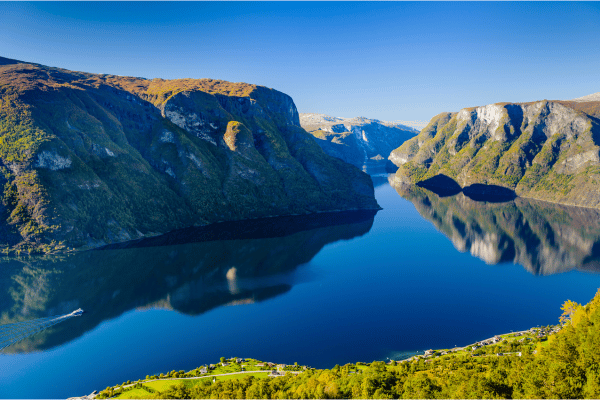 Aerial view of fjord near Bergen