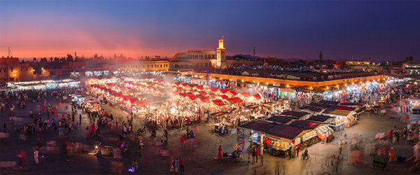 Jemaa el-Fnaa square at night