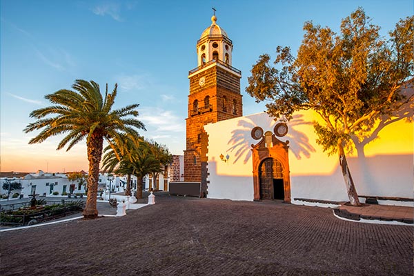 Church at sunset in Lanzarote