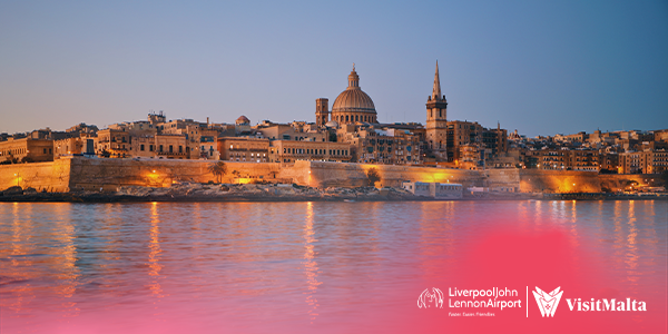 Valletta's skyline at night