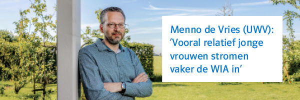 Portretfoto van Menno de Vries met quote: ‘Vooral relatief jonge vrouwen stromen vaker de WIA in’