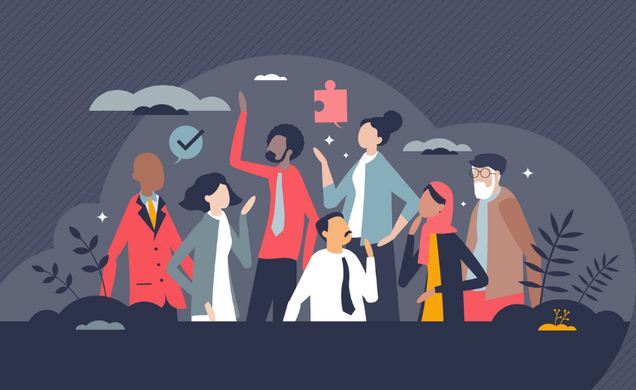 Illustratie van personen die samen nadenken