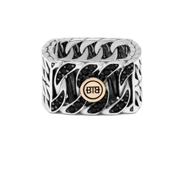 Ring Esther Double Limited Black Spinel Silver Gold 14kt