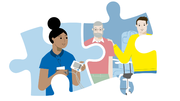 Illustratie van puzzelstukjes en zorg