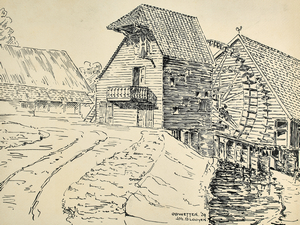 Opwettense watermolen, pentekening van J.Looyen, 1929 
