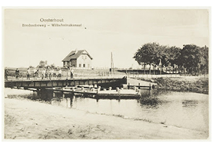 Oosterhout Bredascheweg - Wilhelminakanaal. Prentbriefkaart. Maker en uitgever onbekend. Datering: ca. 1938. Formaat: 9 x 14 cm. Vindplaats: pbk-O 31 / 132 (1)