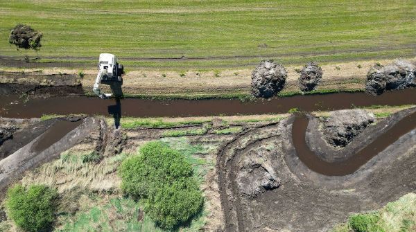 Luchtfoto van de Essche Stroom en de instroom van de Kleine Aa