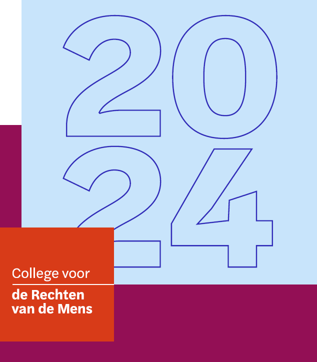 Jaartal 2024 en het logo van het College voor de Rechten van de Mens