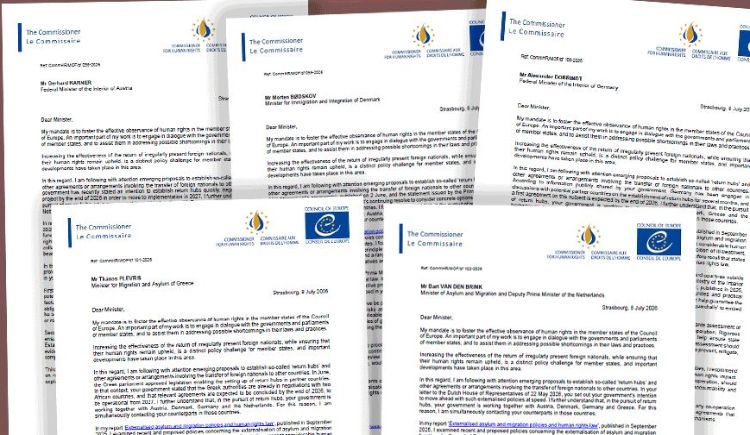 Brieven van Raad van Europa gericht aan verschillende Europese landen