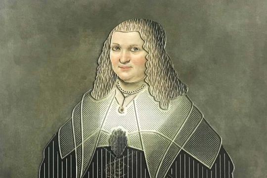 Detail van de voelbare replica: portret van Anna Maria van Reuschenberg