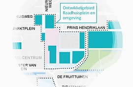 Kaart van het Raadhuisplein in Hoofddorp
