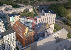 Impressie gebouw 'Camden Town' in Hyde Park, waar de studentenwoningen komen