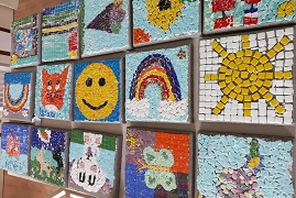 kleurige foto van allemaal vrolijke mozaiektegels