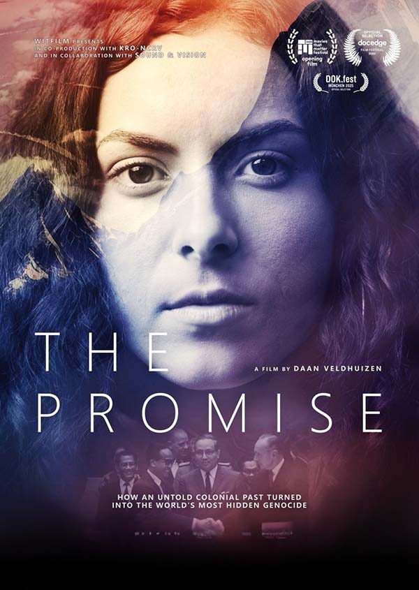 Filmposter van The Promise, met de afbeelding van een meisje en veel tekst.