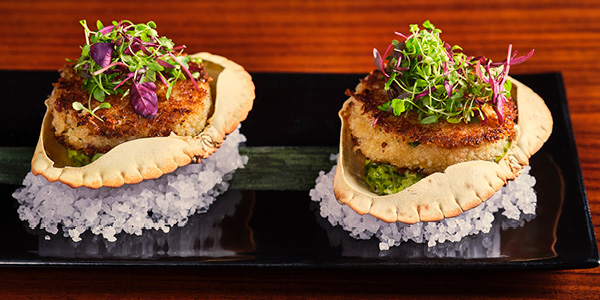 Griddled flaked crab cake