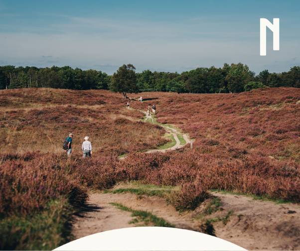 Noord-Drents landschap met wandelaars