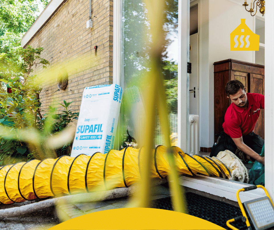 medewerker brengt vloerisolatie aan in woning