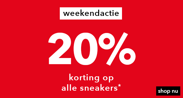 20% korting op bijna alle sneakers!