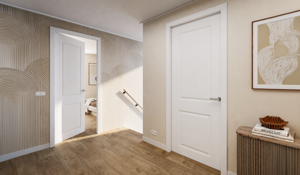 Witte boarddeuren in hal boven