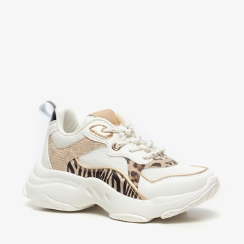 Blue Box meisjes dad sneakers met luipaardprint