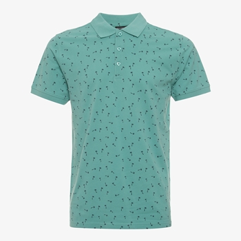 Unsigned heren polo groen met all over print