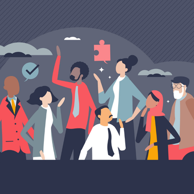 Illustratie diverse mensen in een wijk