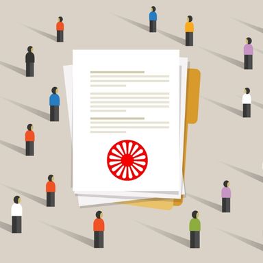 Illustratie diverse mensen die een presentatie krijgen