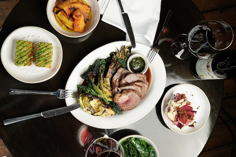 over head shot of the table laid out with dishes