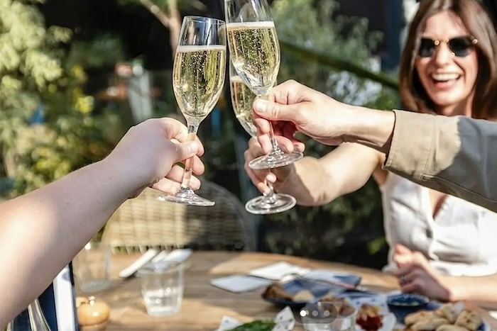 women having a toast with sparkling wine